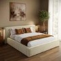 Cream Velvet Super King Low-Profile Ottoman Bed with Tailored Seam Detailing - Sereno