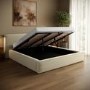 Cream Velvet Super King Low-Profile Ottoman Bed with Tailored Seam Detailing - Sereno