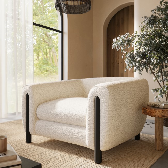 Cream Teddy Curved Armchair - Sierra