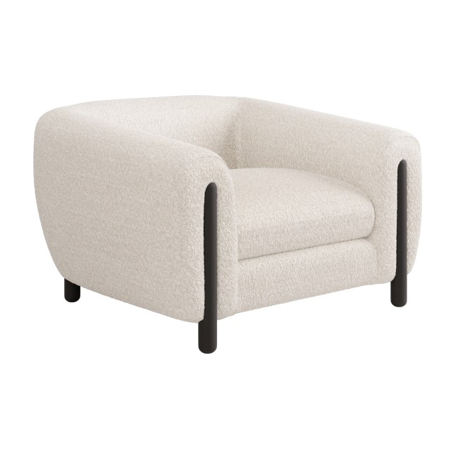 Cream Teddy Curved Armchair - Sierra