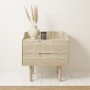 Light Wood Mid-Century Modern 2 Drawer Bedside Table - Saskia