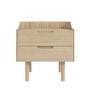 GRADE A1 - Mid-Century Modern Bedside Table with 2 Drawers in Light Wood - Saskia