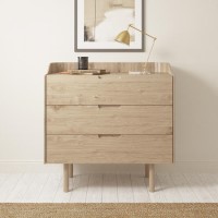GRADE A1 - Mid-Century Modern Chest of 3 Drawers with Legs in Light Wood - Saskia