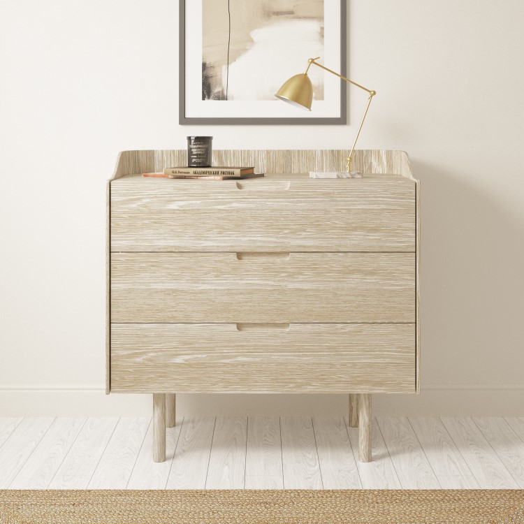 Light Wood Mid-Century Modern Chest of 3 Drawers - Saskia