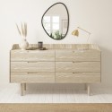 SSK003 Wide Solid Light Wood Mid-Century Modern Chest of 6 Drawers - Saskia