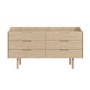 GRADE A2 - Mid-Century Modern Wide Chest of 6 Drawers with Legs in Light Wood - Saskia