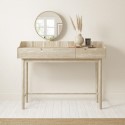 SSK004 Light Wood Mid-Century Modern Dressing Table with Mirror and Drawers - Saskia