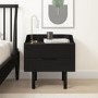GRADE A2 - Black Mid-Century Modern 2 Drawer Bedside Table - Saskia