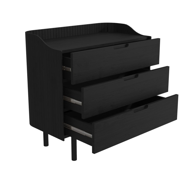 Black Mid-Century Modern Chest of 3 Drawers - Saskia