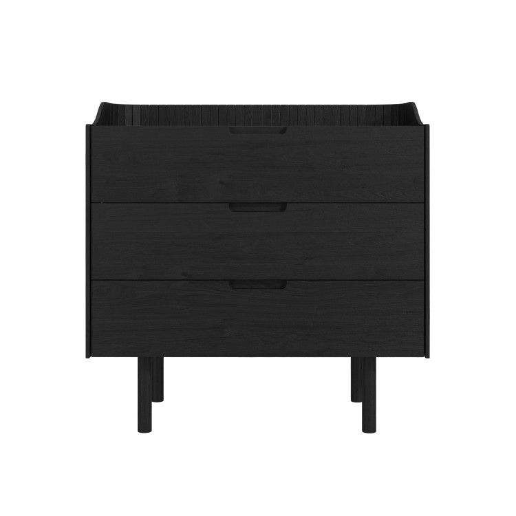 Black Mid-Century Modern Chest of 3 Drawers - Saskia