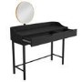 GRADE A1 - Black Mid-Century Modern Dressing Table with Mirror and Drawers - Saskia