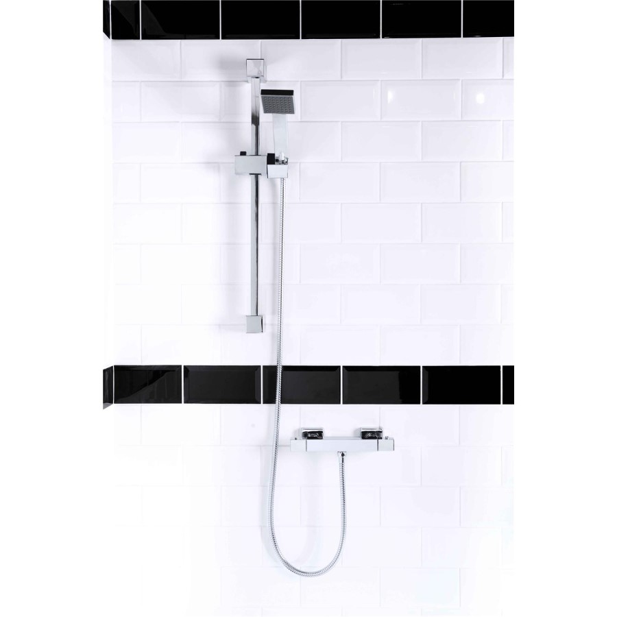 Square Shower Shower with Thermostatic Valve & Slide Rail Kit