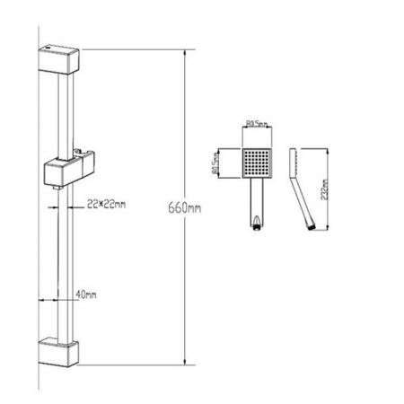 Square Shower Shower with Thermostatic Valve & Slide Rail Kit