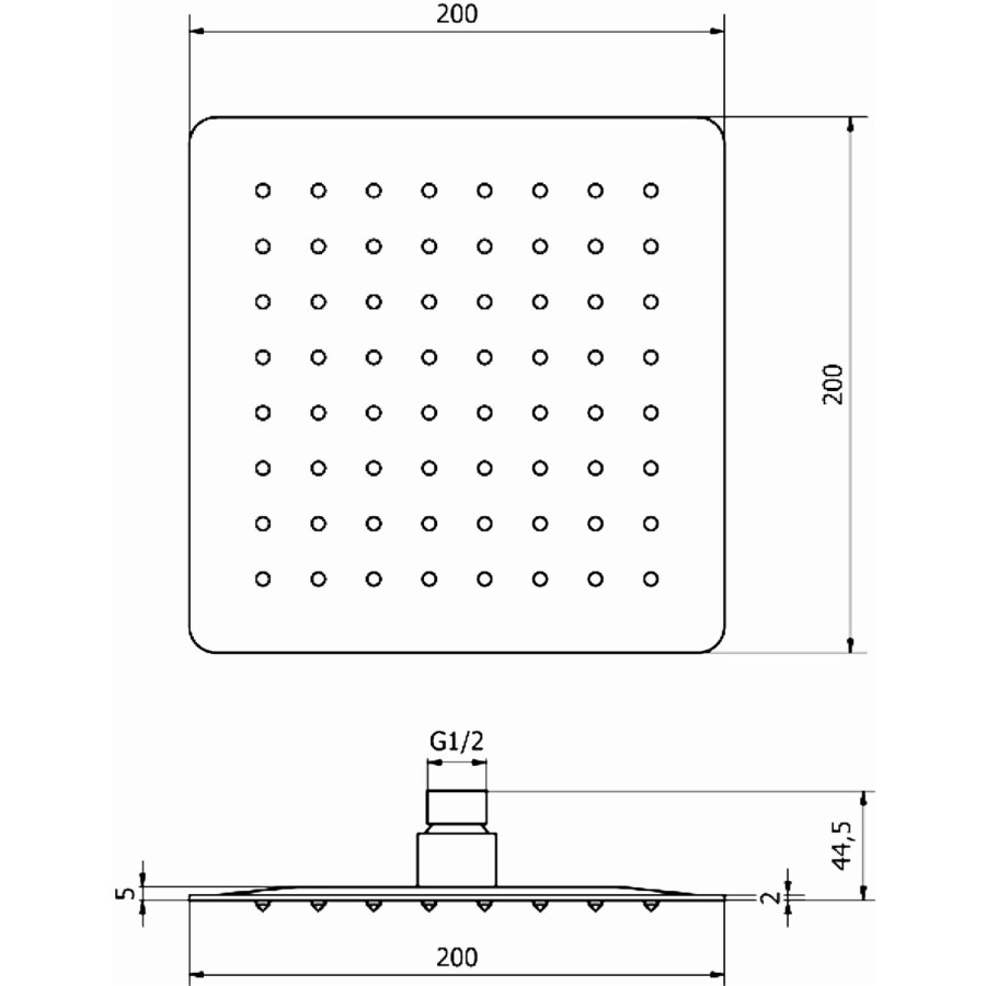 Ultra Thin Square Rain Shower Head