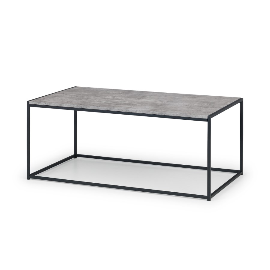 GRADE A1 - Staten Rectangular Coffee Table in Faux Concrete & Black Metal Base - Julian Bowen