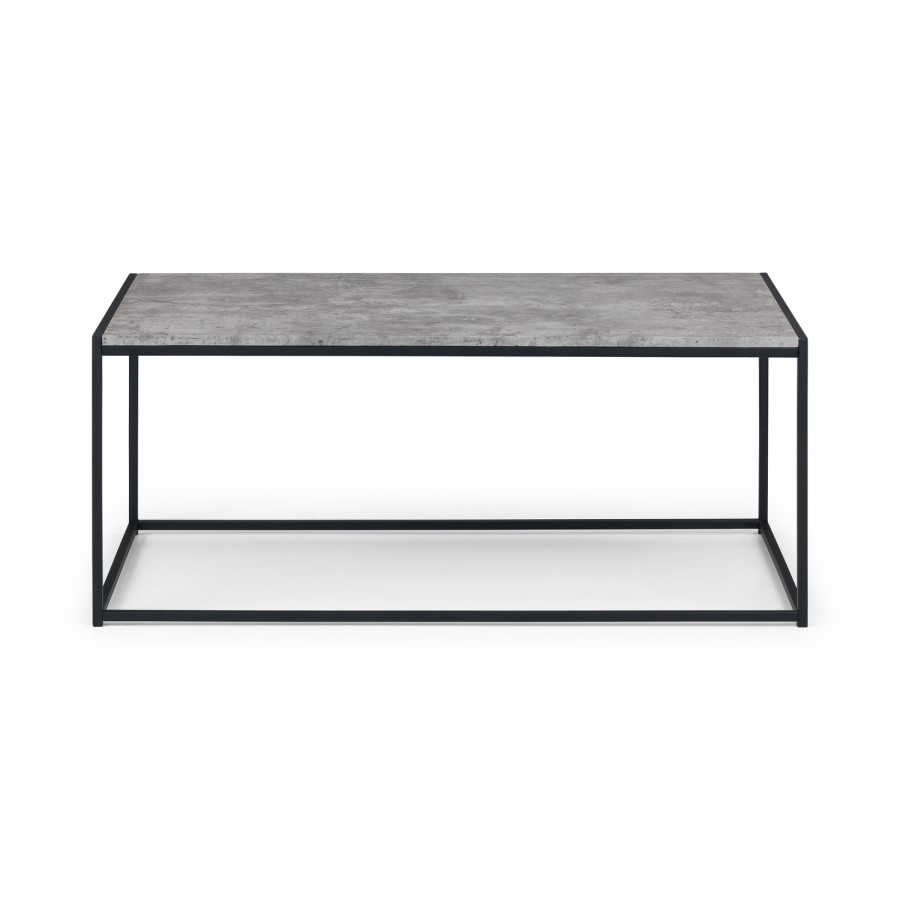 GRADE A1 - Staten Rectangular Coffee Table in Faux Concrete & Black Metal Base - Julian Bowen