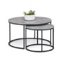 Round Nest of 2 Coffee Tables in Faux Concrete & Black Metal - Julian Bowen