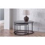 Round Nest of 2 Coffee Tables in Faux Concrete & Black Metal - Julian Bowen