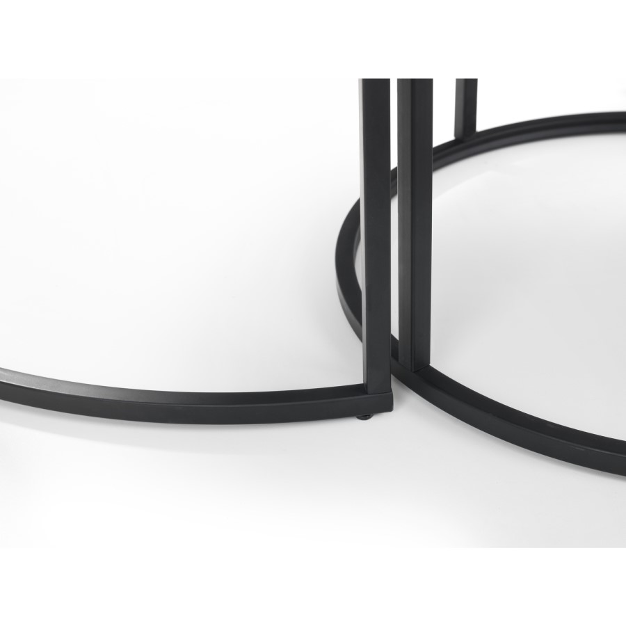 Round Nest of 2 Coffee Tables in Faux Concrete & Black Metal - Julian Bowen