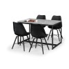 Concrete Dining Table with 4 Black Dining Chairs - Julian Bowen