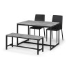 Faux Concrete Dining Table with 2 Black Dining Chairs and 1 Matching Bench - Julian Bowen