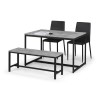 Faux Concrete Dining Table with 2 Black Dining Chairs and 1 Matching Bench - Julian Bowen