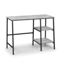 Grey Concrete Effect Desk with Shelves - Staten - Julian Bowen  Grey Concrete Effect Desk with Shelves - Staten - Julian Bowen