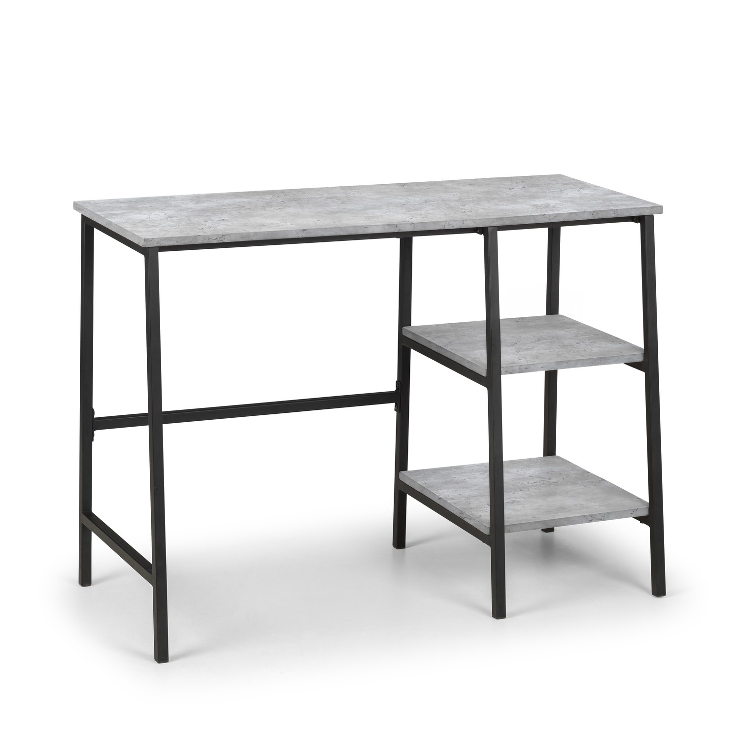 Photo of Grey concrete effect desk with shelves - staten - julian bowen