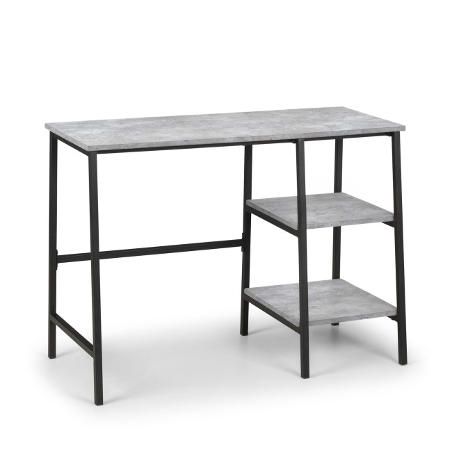 Grey Concrete Effect Desk with Shelves - Staten - Julian Bowen 