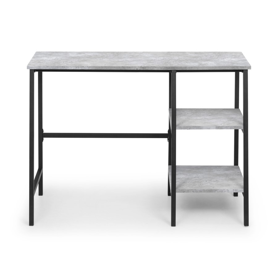 Grey Concrete Effect Desk with Shelves - Staten - Julian Bowen
