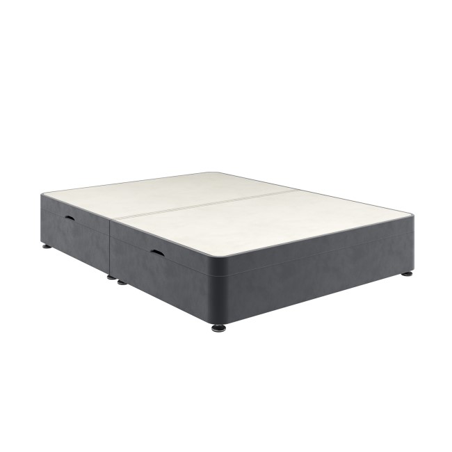 Grey Velvet Double Divan Ottoman Bed Base - Langston