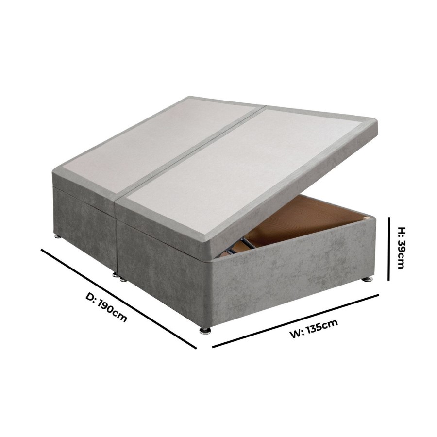 Grey Velvet Double Divan Ottoman Bed Base - Langston