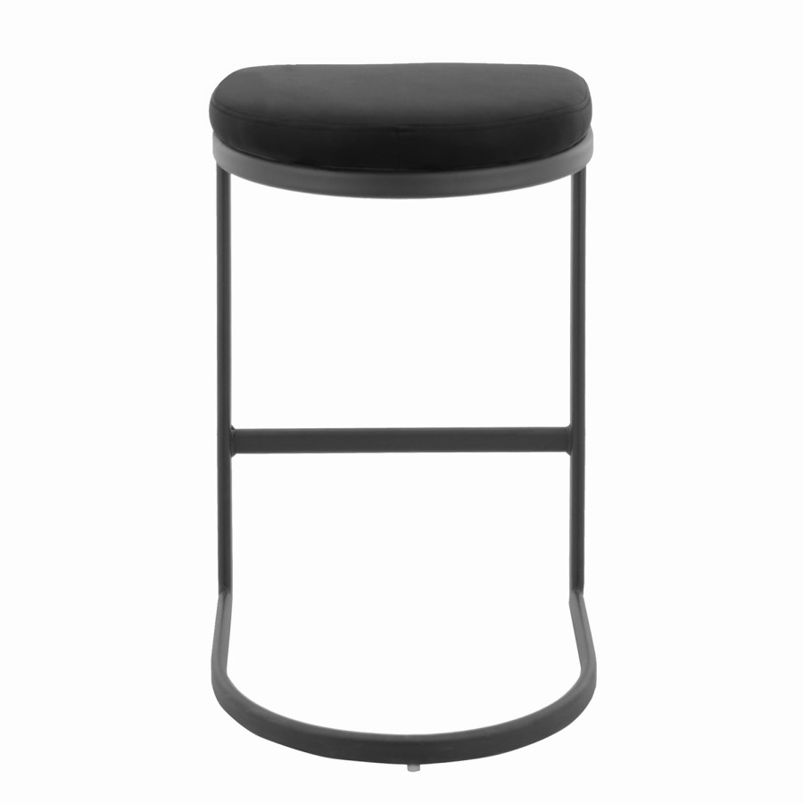GRADE A1 - Black Faux Leather Kitchen Stool - 66cm - Stella