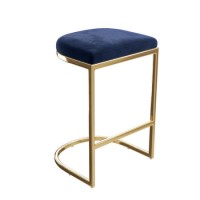 Navy Blue Velvet Kitchen Stool - 66cm - Stella