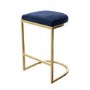 Navy Blue Velvet Kitchen Stool - 66cm - Stella