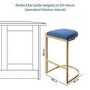 Navy Blue Velvet Kitchen Stool - 66cm - Stella