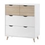 Scandi White and Oak Chest of 4 Drawers - LPD