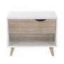 Scandi White and Oak Bedside Table with Drawer - LPD