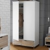 Scandi White and Oak Double Wardrobe with 2 Drawers - Stockholm - LPD