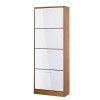 GRADE A1 - LPD Strand 4 Door Shoe Cabinet in White High Gloss and Walnut 