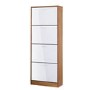 LPD Strand White High Gloss and Walnut Shoe Storage Cabinet with 4 Shoe Compartments 24 Pairs