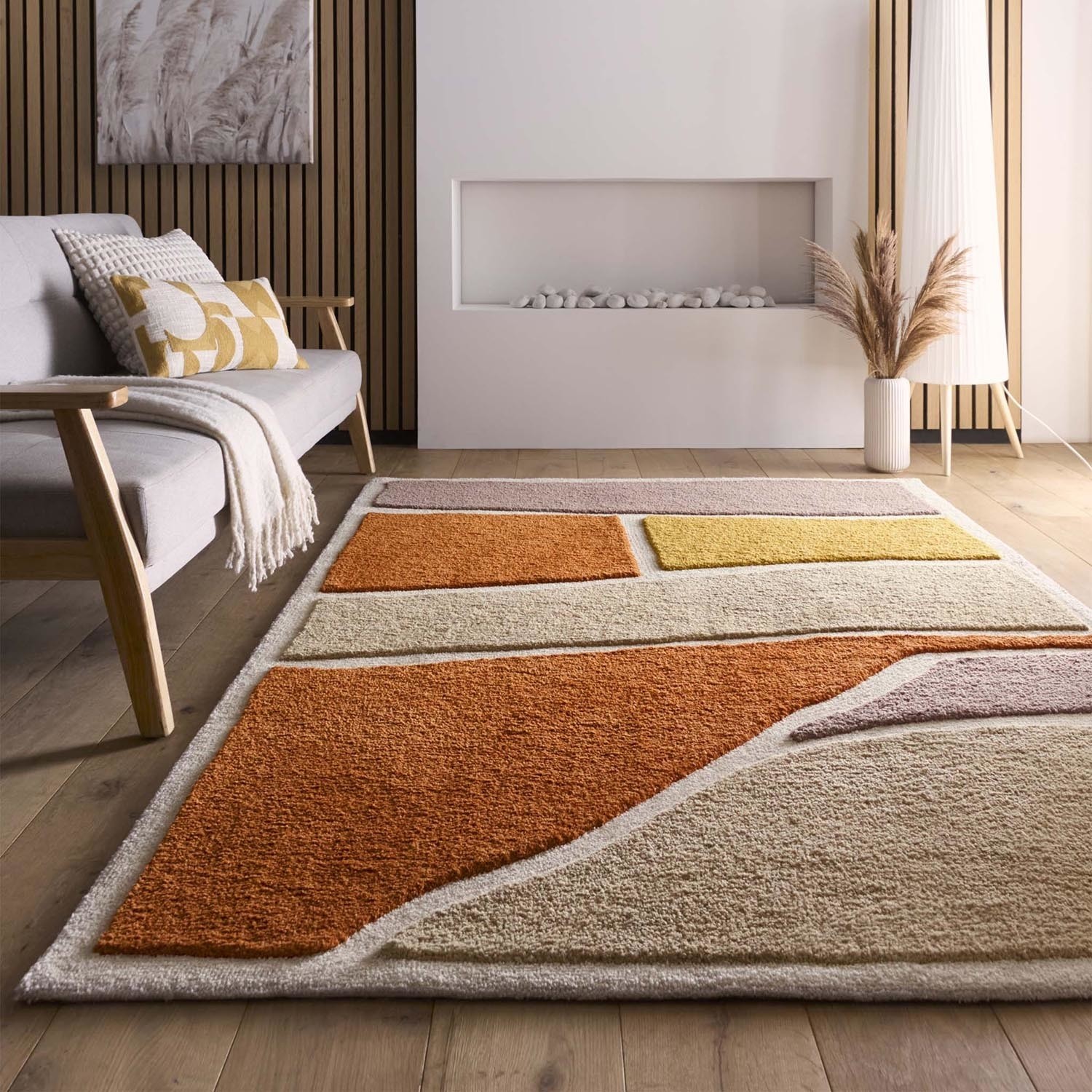 Large Terracotta Rug with Collage Design - 290 x 200 cm - Strata ...