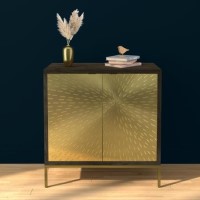 GRADE A2 - Sunburst Small Sideboard in Gold & Walnut Wood