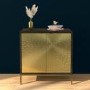 GRADE A2 - Sunburst Small Sideboard in Gold & Walnut Wood