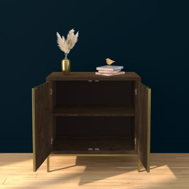 GRADE A2 - Sunburst Small Sideboard in Gold & Walnut Wood