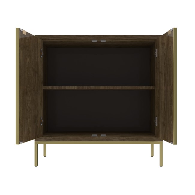 GRADE A2 - Sunburst Small Sideboard in Gold & Walnut Wood