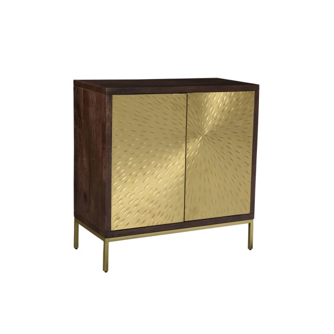 GRADE A2 - Sunburst Small Sideboard in Gold & Walnut Wood