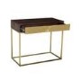 Dark Wood & Gold Console Table with Storage Drawer - Sunburst