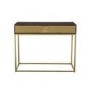 Dark Wood & Gold Console Table with Storage Drawer - Sunburst