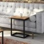 Suri Sofa Side Table in Industrial Solid Wood & Steel Frame